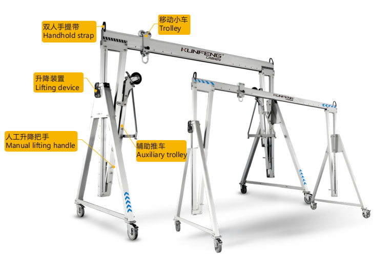 Portable adjustable gantry crane